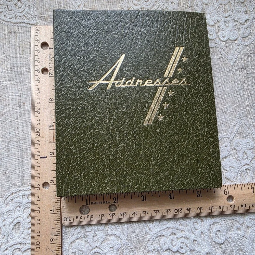 Loose Leaf Address Book 6.5x5.5 Green Vintage Jet Line Central MCM USA